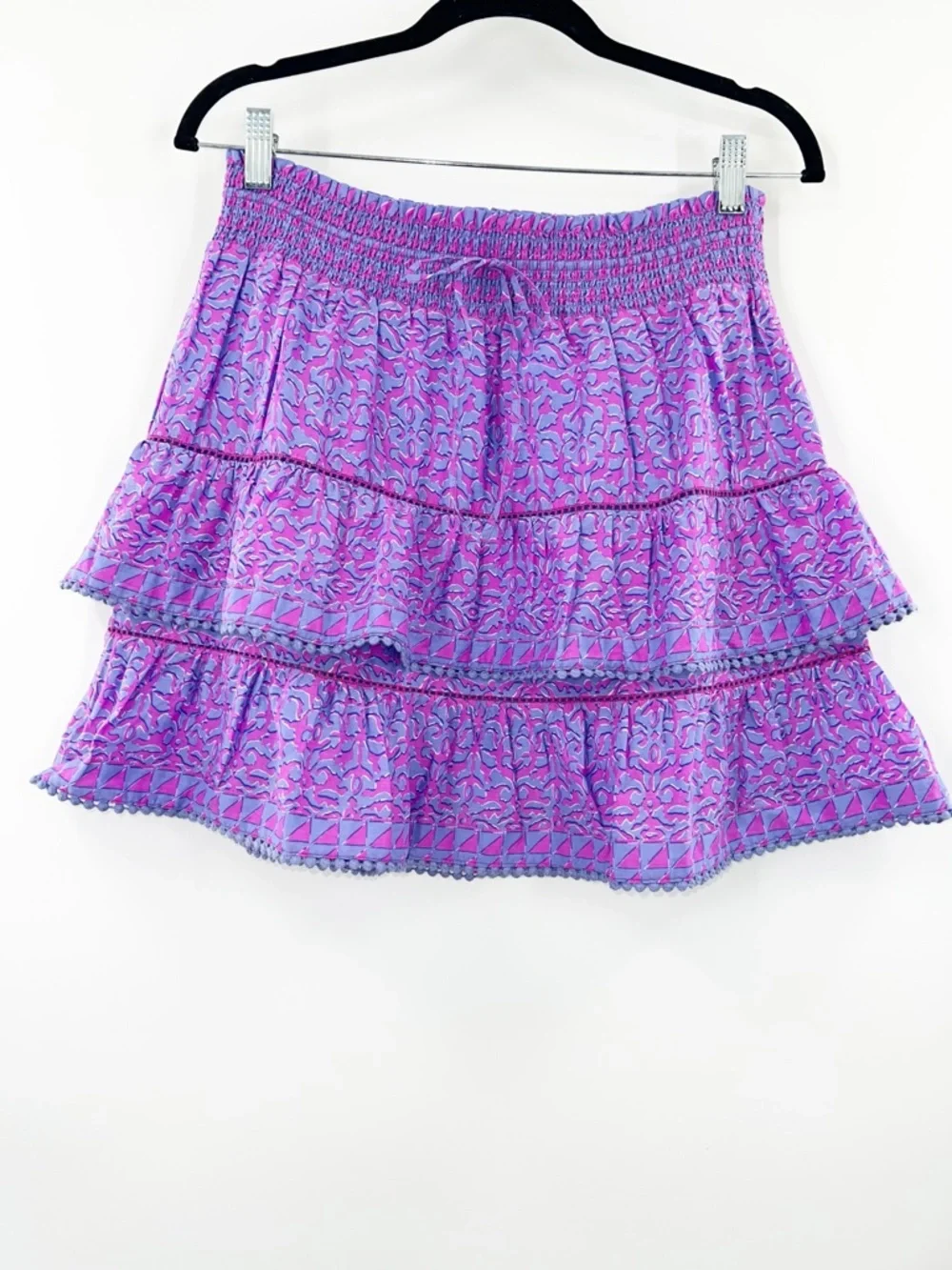 Vineyard Vines NWT Anegada Block Print Tiered Skirt in Bayside Blue size Medium